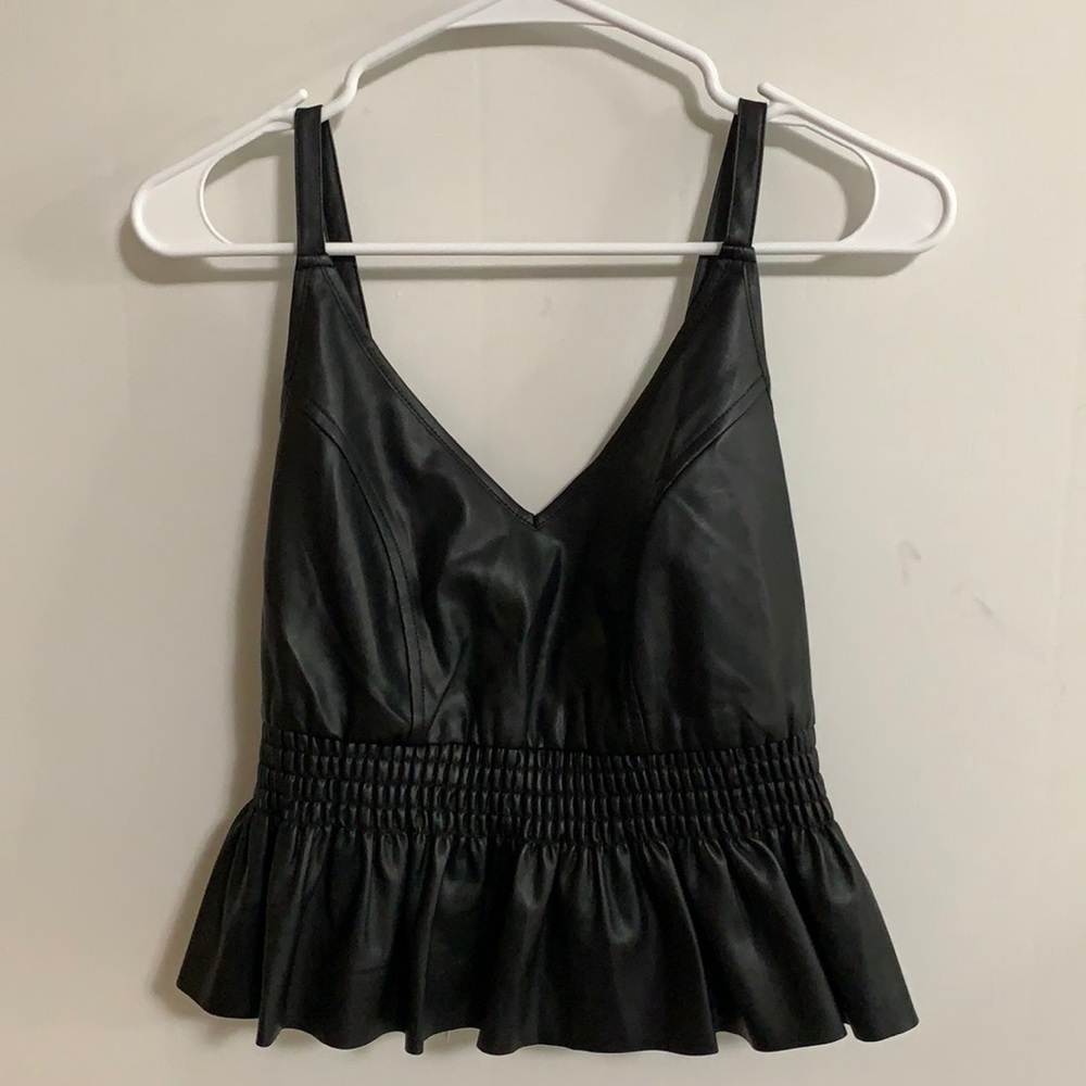 Bar 3 faux leather sleeveless top extra small NWT